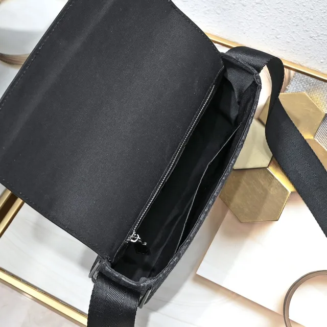 Dior Oblique Messenger حقيبة رسول أسود مونوغرام كانفاس جلد طية حقيبة رسول 11