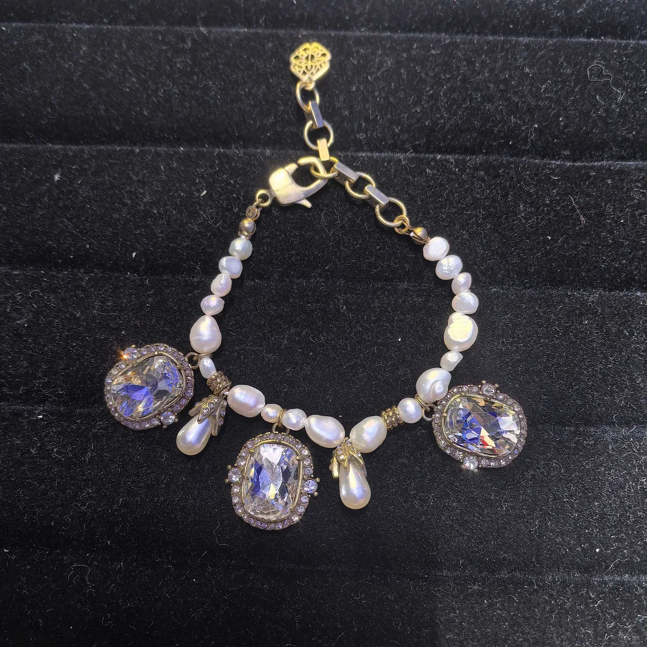 Dior Orange Gold Enamel-Letter Logo Pearl-Accented Bracelet 2