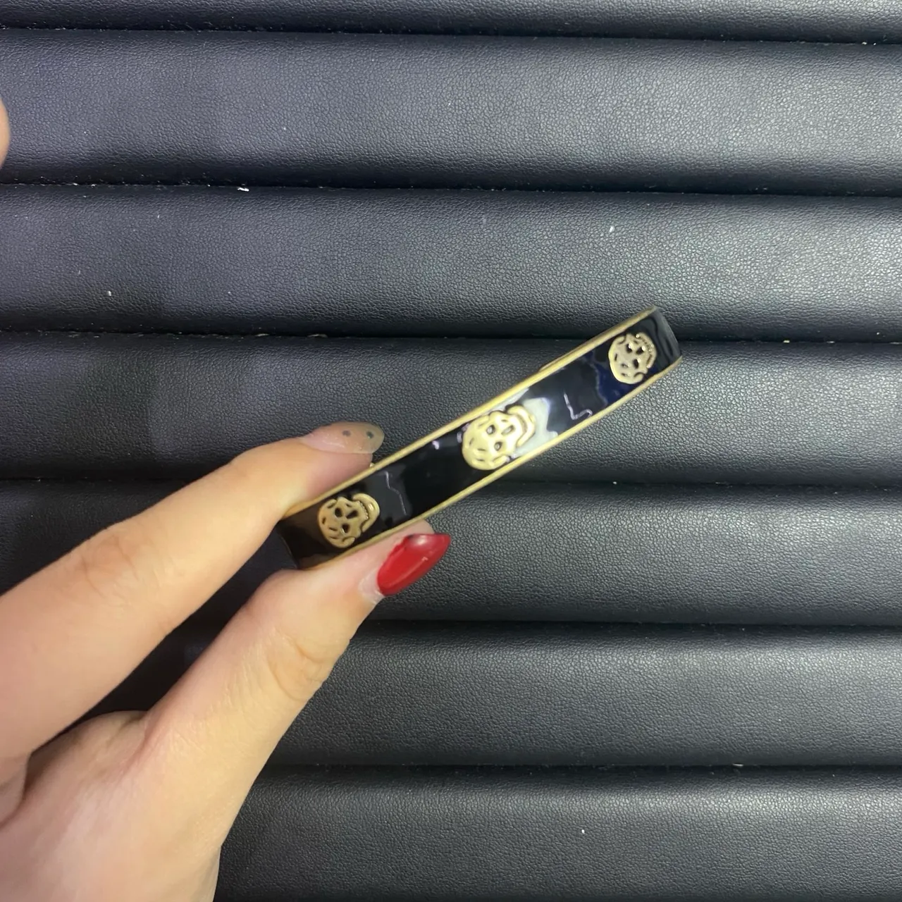 Dior Orange Gold Enamel-Letter Logo Pearl-Accented Bracelet 16