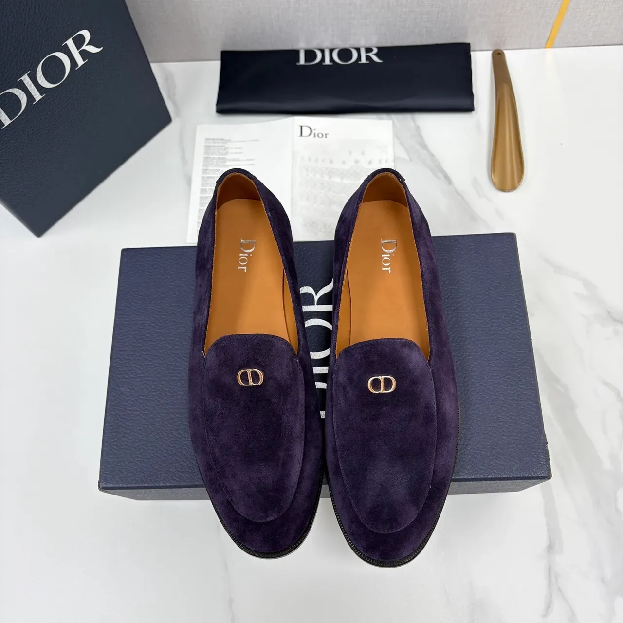 Dior Purple Black Suede Upper Metal CD Logo Buckle Loafer 5