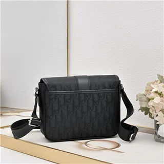 Dior Saddle Messenger Black Structured Rectangular Silhouette Tonal Monogram Canvas Messenger Bag 8