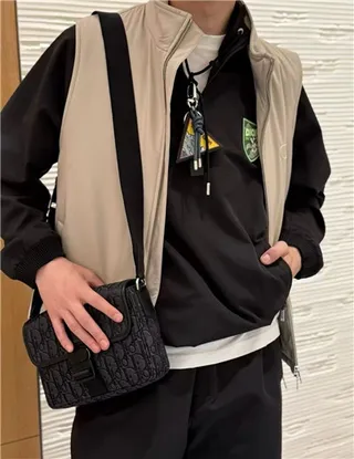 Dior Saddle Messenger Black Structured Rectangular Silhouette Tonal Monogram Canvas Messenger Bag 13