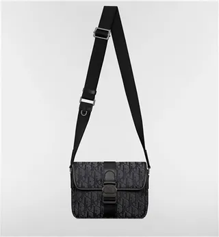 Dior Saddle Messenger Black Structured Rectangular Silhouette Tonal Monogram Canvas Messenger Bag 20