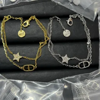 迪奥星金银双链魅力手链