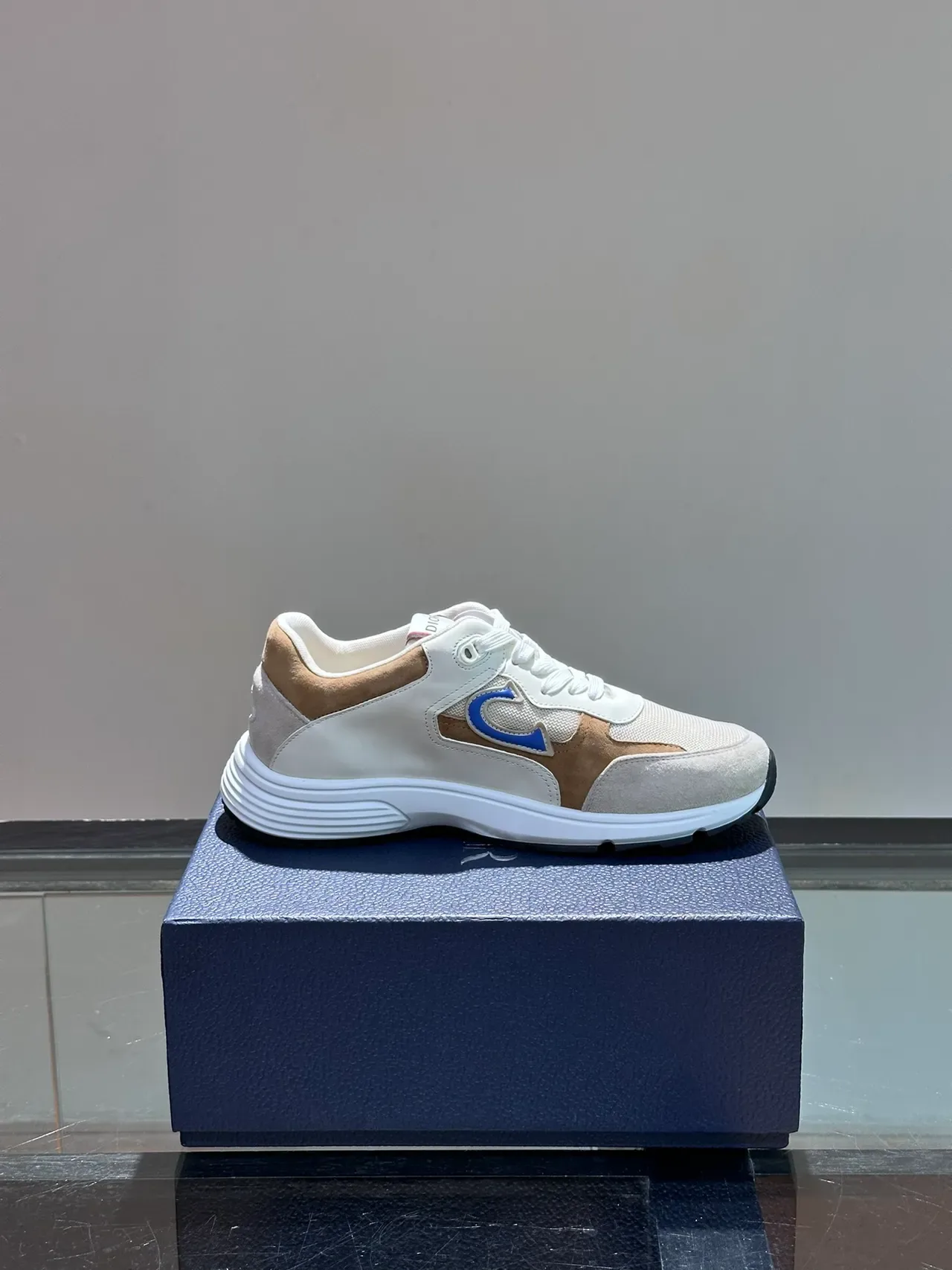 Dior White Beige Layered Mesh And Suede Upper Sculpted Midsole Lifestyle Sneakers 4