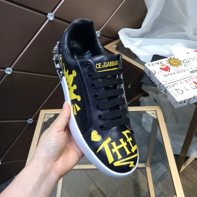 Dolce & Gabbana Graffiti-Print Black and Yellow Lifestyle Sneakers 2
