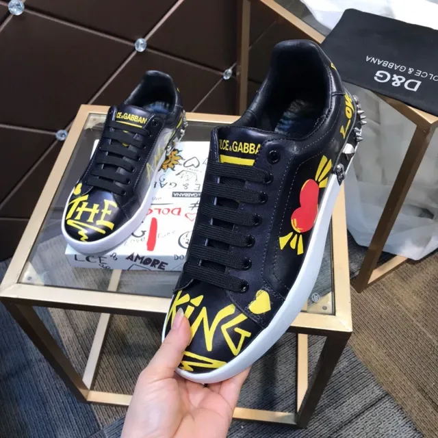 Dolce & Gabbana Graffiti-Print Black and Yellow Lifestyle Sneakers 3