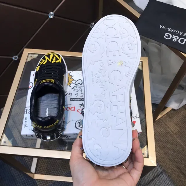Dolce & Gabbana Graffiti-Print Black and Yellow Lifestyle Sneakers 4