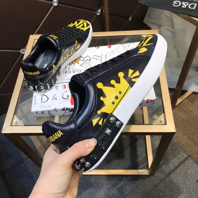 Dolce & Gabbana Graffiti-Print Black and Yellow Lifestyle Sneakers 6