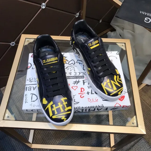 Dolce & Gabbana Graffiti-Print Black and Yellow Lifestyle Sneakers 7