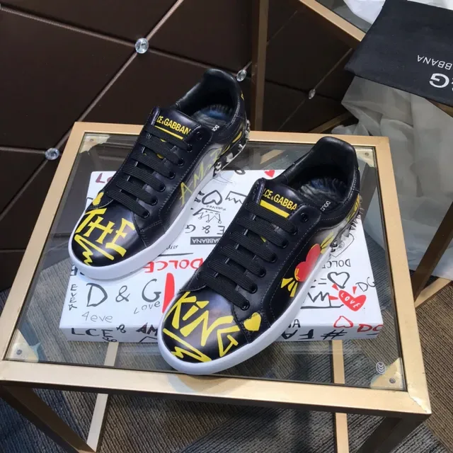 Dolce & Gabbana Graffiti-Print Black and Yellow Lifestyle Sneakers 8