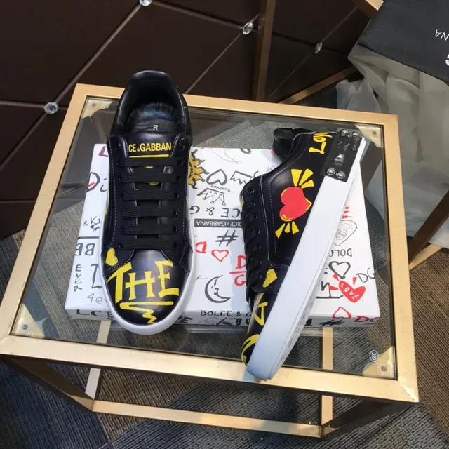 Dolce & Gabbana Graffiti-Print Black and Yellow Lifestyle Sneakers 9