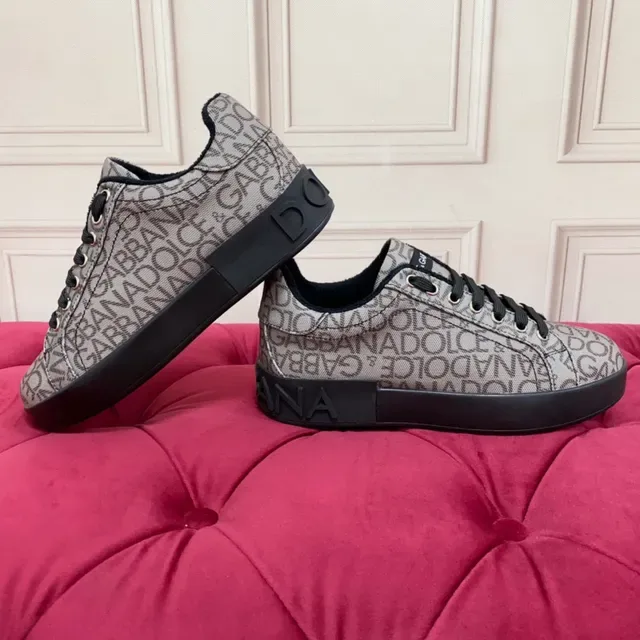 Dolce & Gabbana Tênis Lifestyle Cinza Preto Monogramado de Tecido com Sola de Plataforma 6