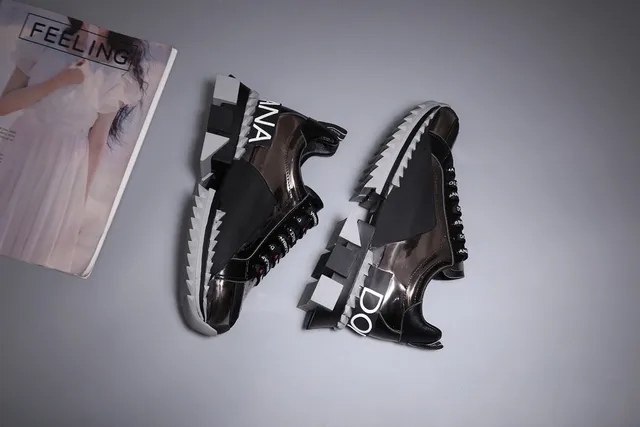 Dolce & Gabbana NS1 Negro y Plata Suela de plataforma Construcción multi-material Zapatillas gruesas 3