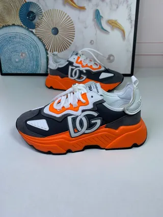 Dolce & Gabbana Orange Black Sole Oversized DG Monogram Chunky Sneakers 8