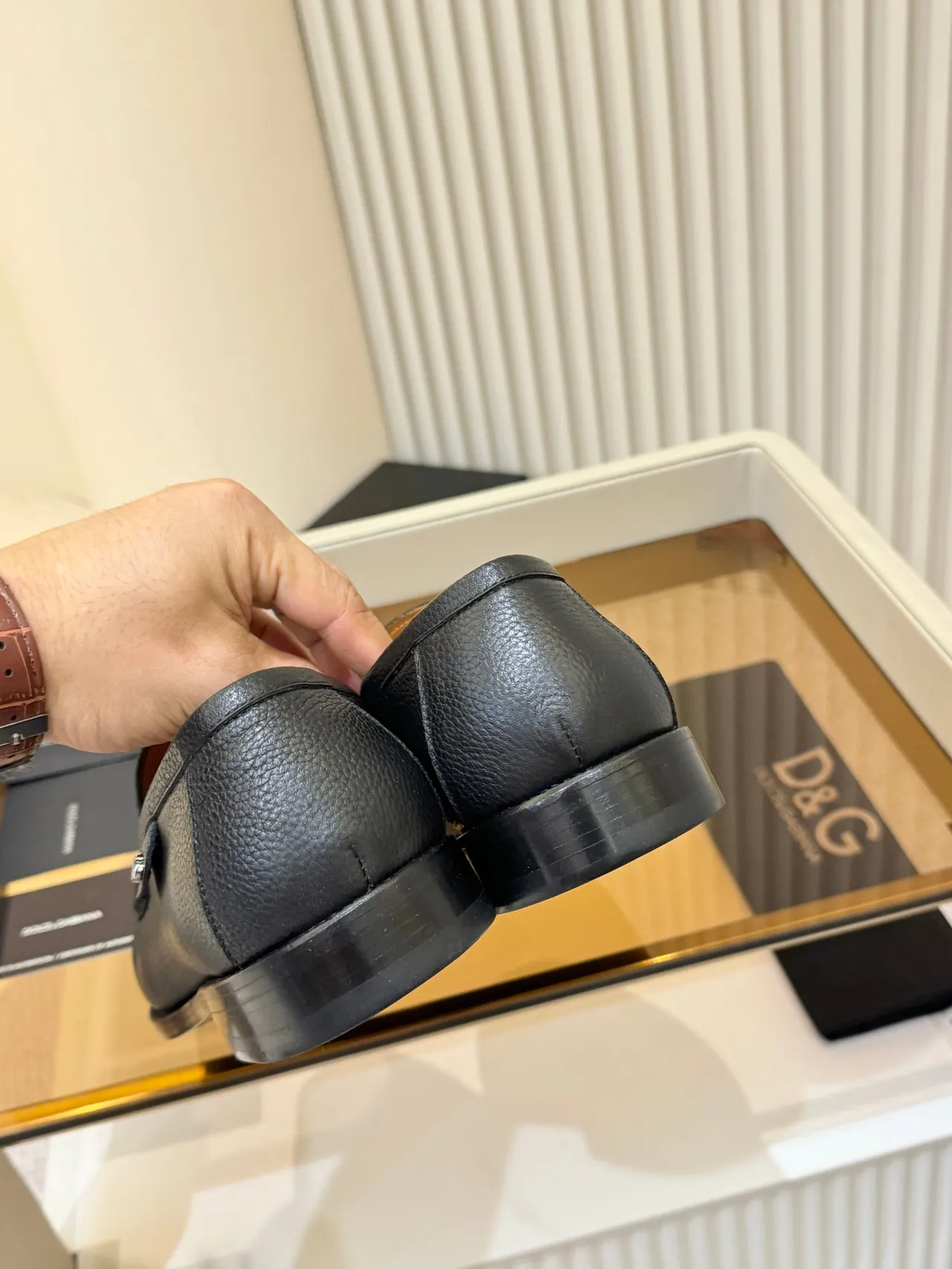 Dolce & Gabbana Penny Loafer 黑色粒纹皮革乐福鞋 3