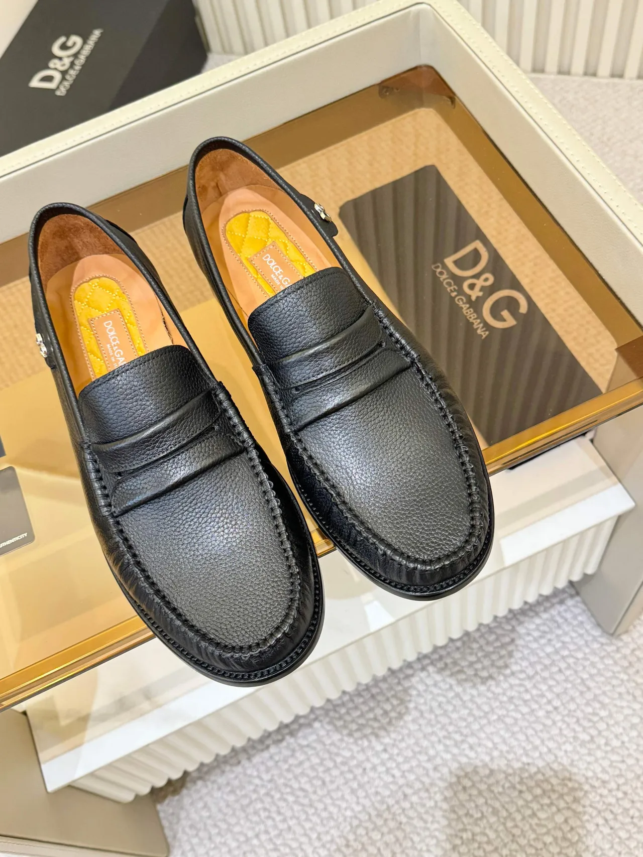 Dolce & Gabbana Penny Loafer 黑色粒纹皮革乐福鞋 4