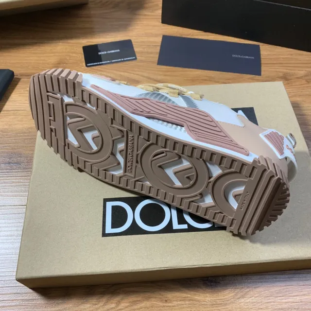 Dolce & Gabbana Beige Pink Multi-Panel Layered Upper Asymmetrical Lacing System Lifestyle Sneakers 2