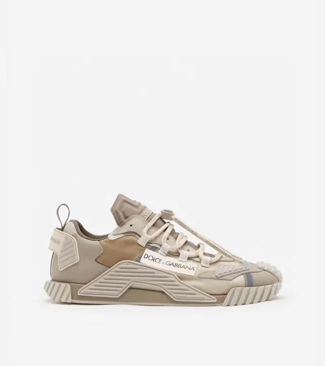 Dolce & Gabbana Beige Pink Multi-Panel Layered Upper Asymmetrical Lacing System Lifestyle Sneakers 7