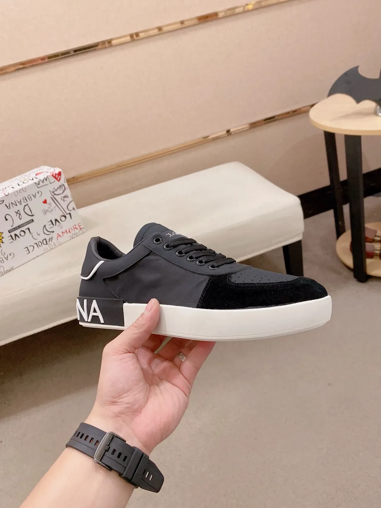 Dolce & Gabbana Black Suede and Nylon Lifestyle Sneaker 5