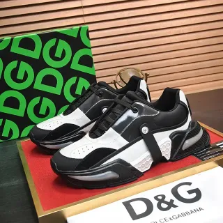 Dolce & Gabbana أسود أبيض كعب منصة علوة بانيلد حذاء رياضي سميك