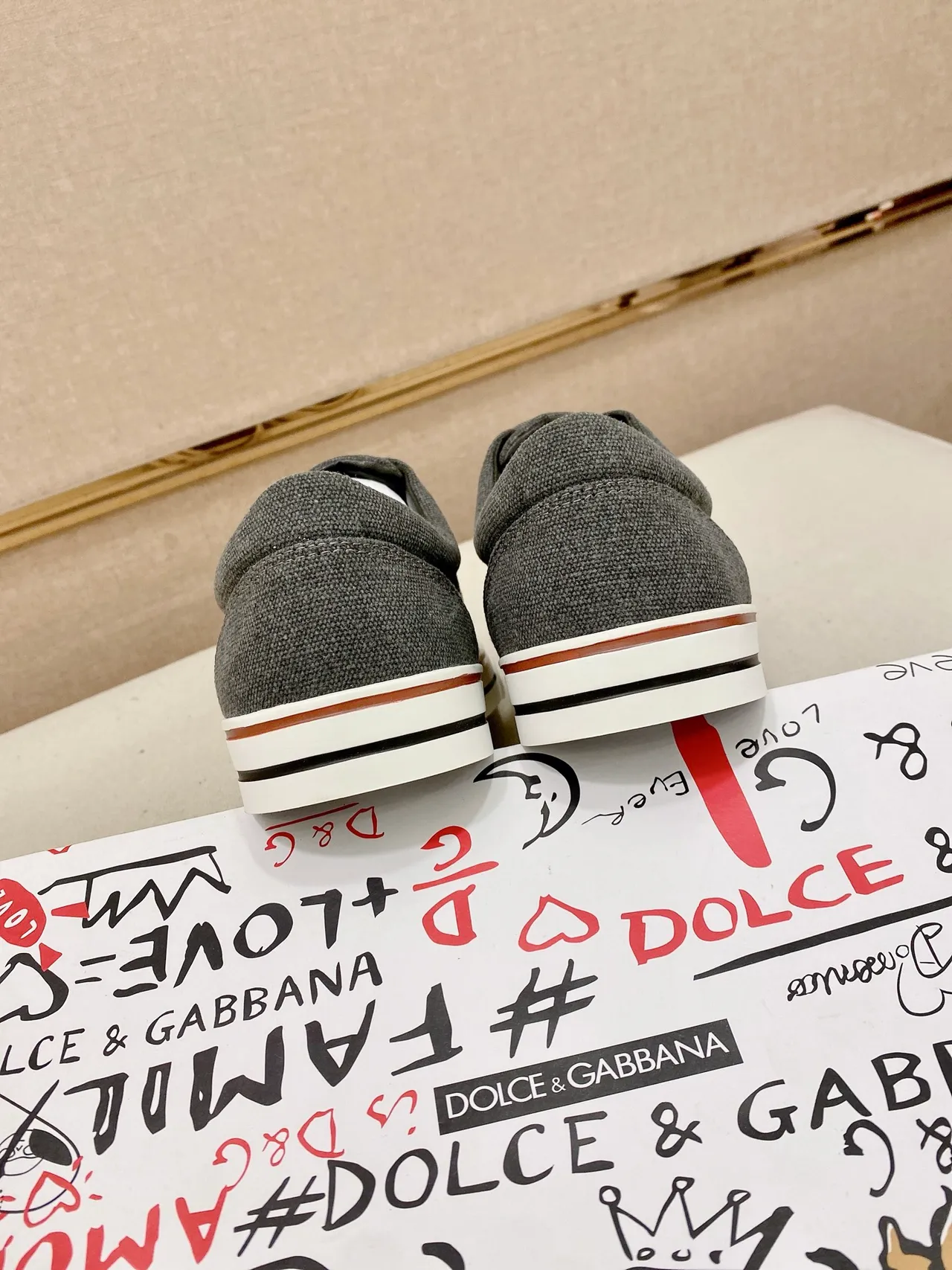 Dolce & Gabbana Gray and Brown Canvas Lifestyle Sneakers 3