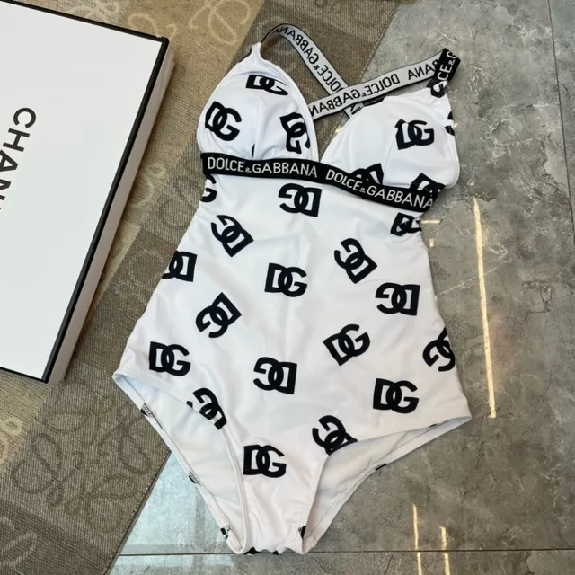 Dolce & Gabbana Impresão de Logo Pescoço Plunging Maiô de uma peça 2