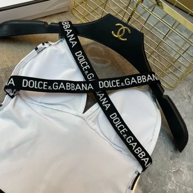 Dolce & Gabbana Impresão de Logo Pescoço Plunging Maiô de uma peça 5