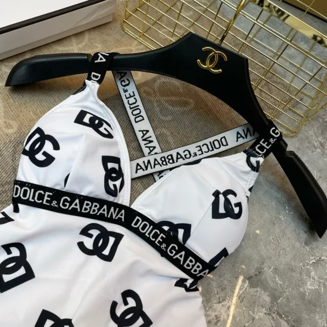 Dolce & Gabbana Impresão de Logo Pescoço Plunging Maiô de uma peça 7