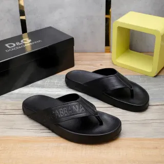 Dolce & Gabbana Logo Strap أحذية منزلية سوداء