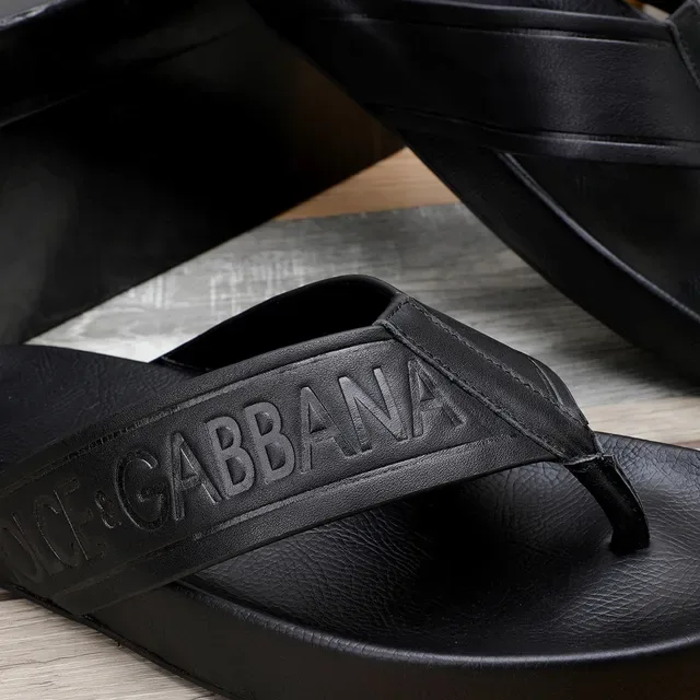 Dolce & Gabbana Logo Strap Chinelos Pretos 3