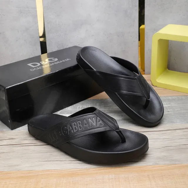 Dolce & Gabbana Logo Strap Chinelos Pretos 4