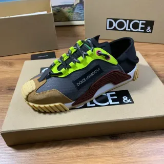 Dolce & Gabbana Mixed-Material Neon-Laced Lifestyle Sneaker
