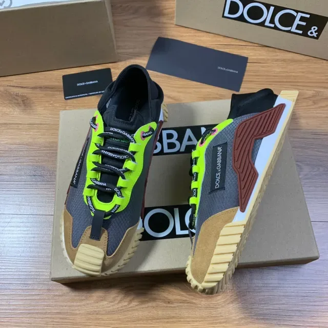 Dolce & Gabbana Mixed-Material Neon-Laced Lifestyle Sneaker 5