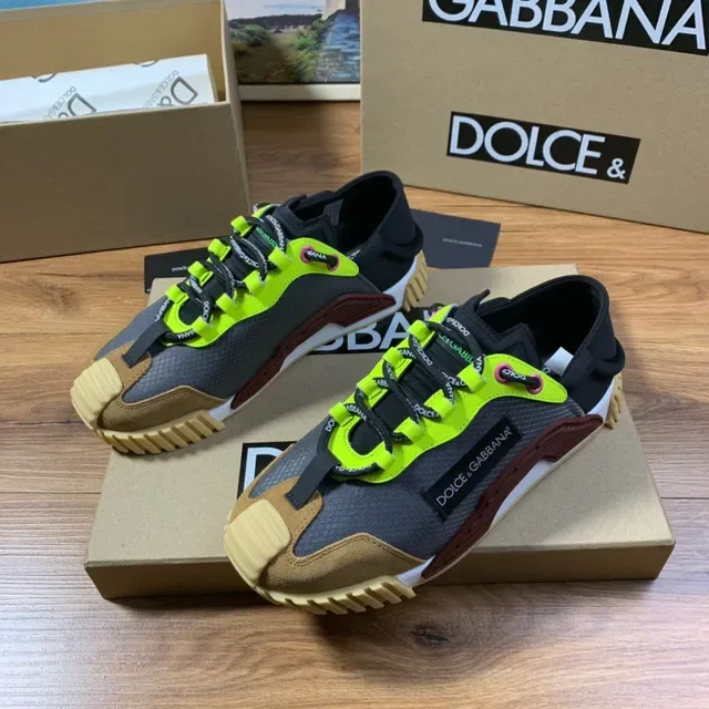 Dolce & Gabbana Mixed-Material Neon-Laced Lifestyle Sneaker 8