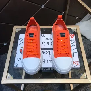 Dolce & Gabbana Orange and White Canvas Lifestyle Sneakers