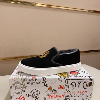 Dolce & Gabbana Portofino Black Gold Slip-On Suede Upper Lifestyle Sneakers — Dolce & Gabbana catalogue photo from WWTop Yupoo