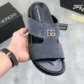 Dolce & Gabbana Portofino Daim Gris DG Logo Chaussons