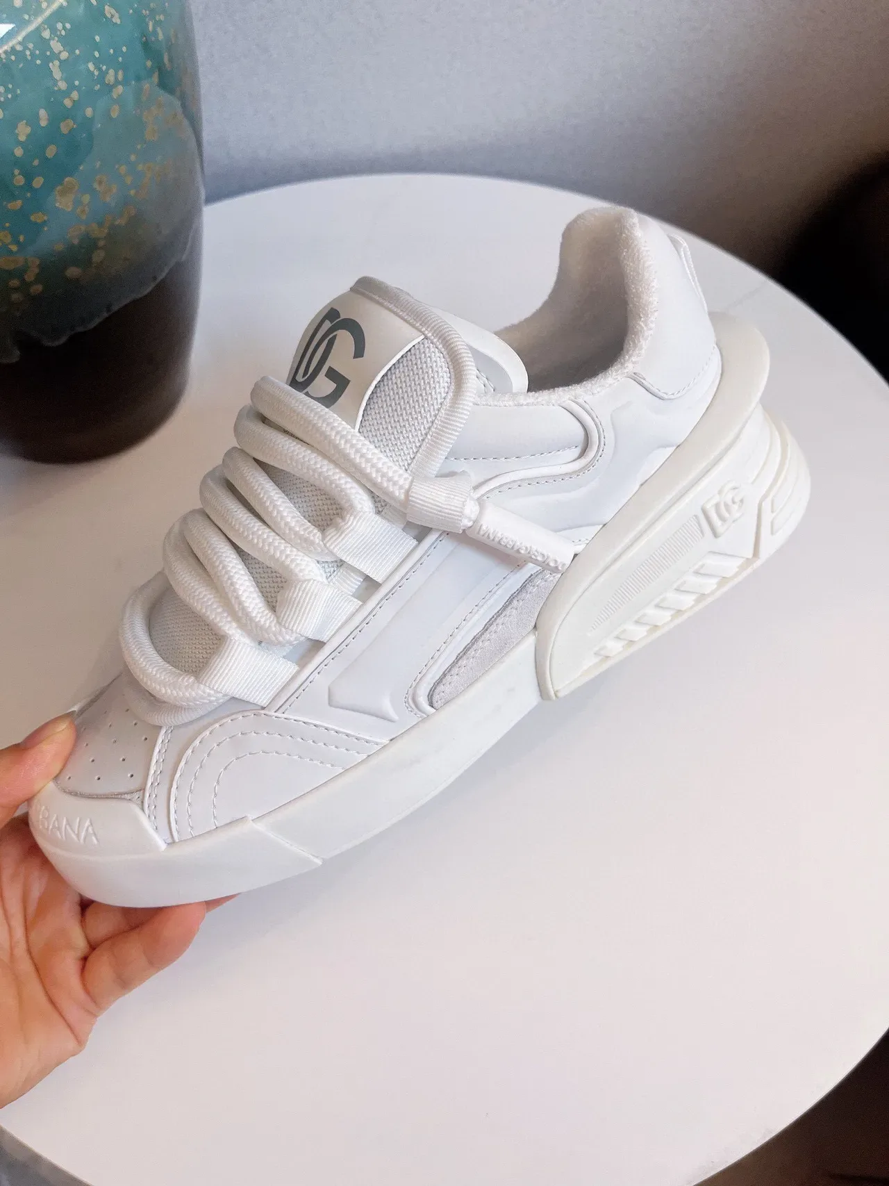 Dolce & Gabbana Tênis Lifestyle Brancos Monocromáticos Sculpted Sola Multicamadas 9
