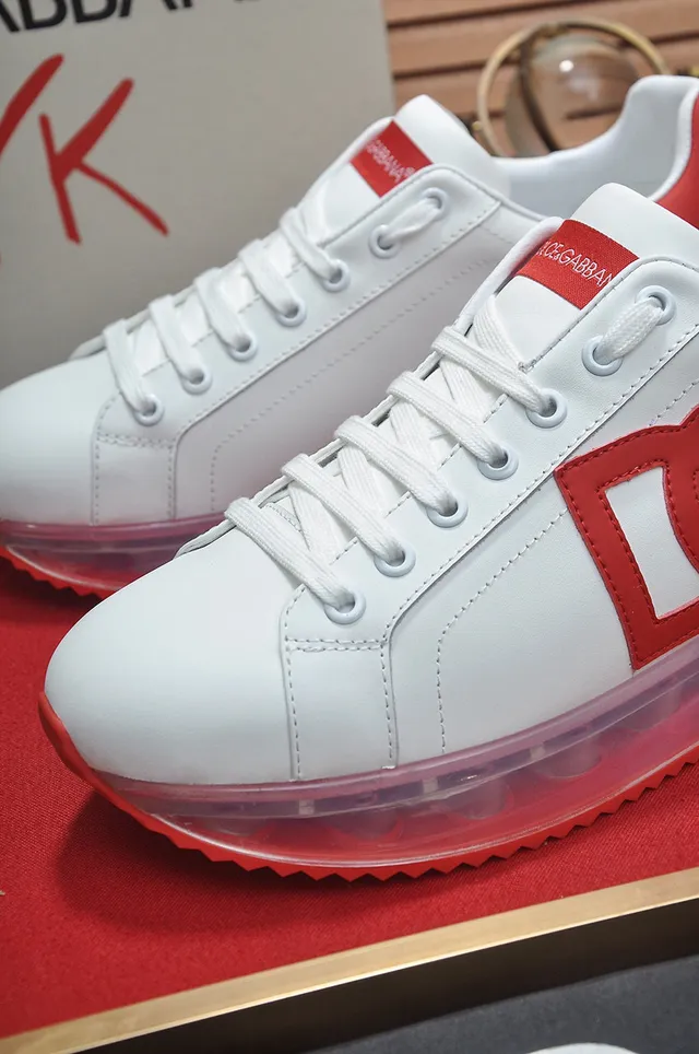 Dolce & Gabbana blanco rojo cuero superior DG Logo zapatillas lifestyle 3
