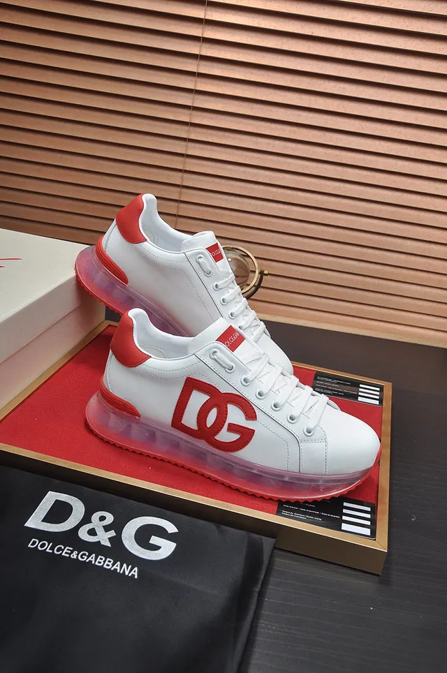 Dolce & Gabbana blanco rojo cuero superior DG Logo zapatillas lifestyle 5
