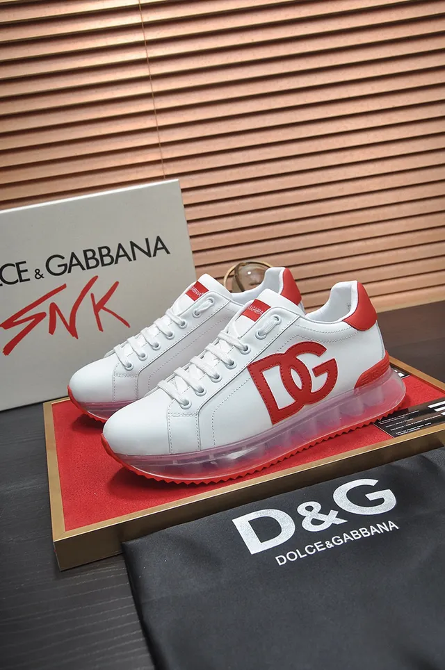 Dolce & Gabbana blanco rojo cuero superior DG Logo zapatillas lifestyle 7