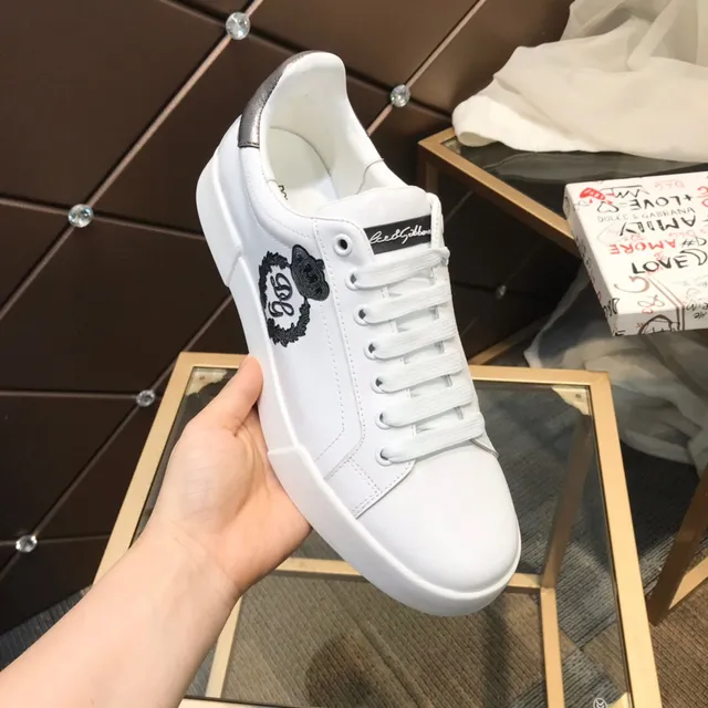 Dolce & Gabbana White Silver Leather Upper Low-Top Lifestyle Sneakers 2