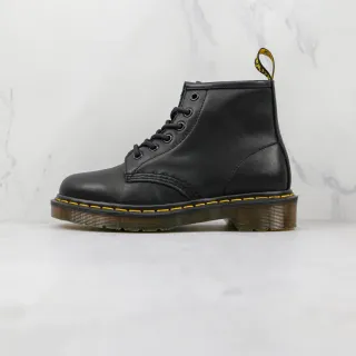 Dr. Martens 1460 Black Smooth Leather Yellow Stitch Martin Boots