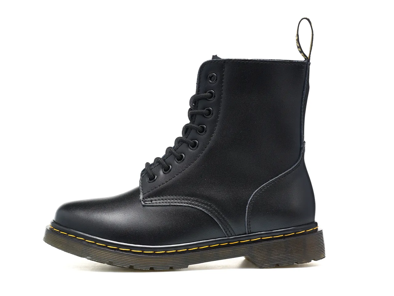 Dr. Martens 1460 Bottes en cuir lisse noir à coutures jaunes style Martin 7