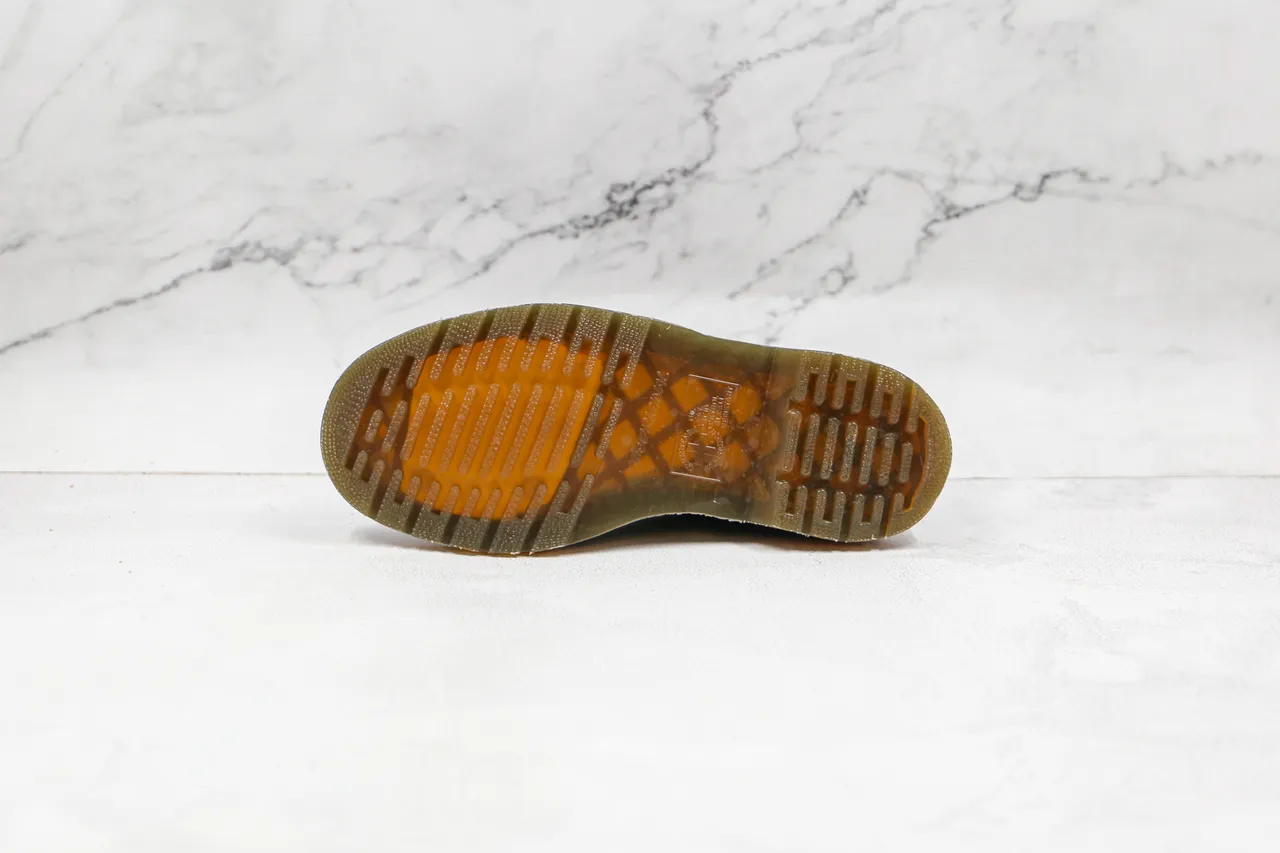 Dr. Martens 1461 Negro Amarillo Cuero Liso Tres Ojos Derby Cordones Oxford Zapatos 8