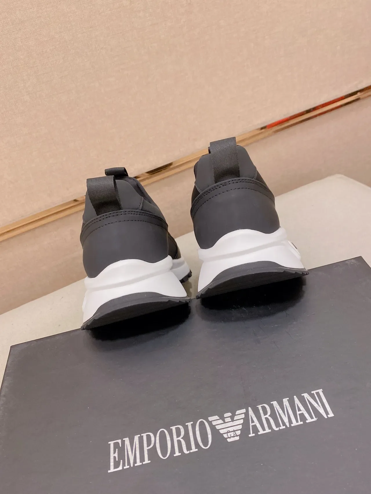 Emporio Armani A|X Black White Slip-On Mesh-and-Neoprene Upper Lifestyle Sneakers 3