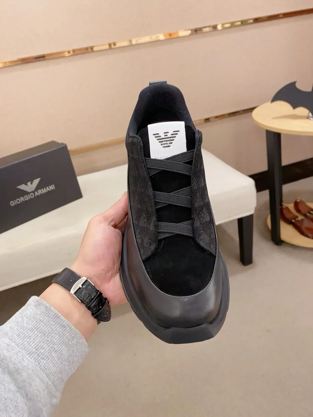 Emporio Armani Zapatillas lifestyle negras monocromáticas slip-on 3