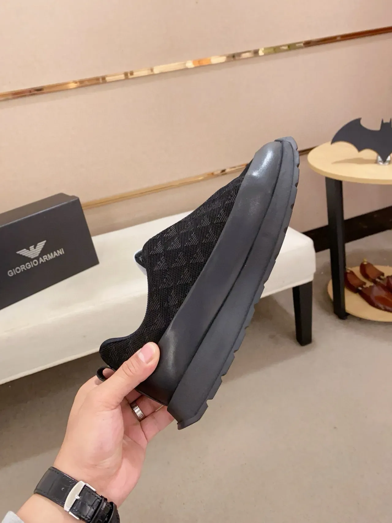 Emporio Armani Zapatillas lifestyle negras monocromáticas slip-on 6