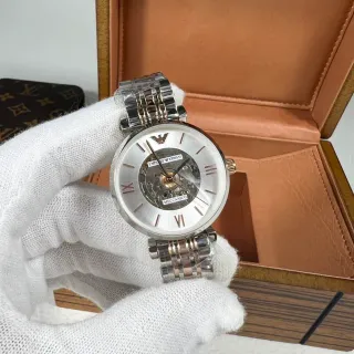 Emporio Armani Meccanico स्केलेटन डायल चांदी यांत्रिक घड़ी